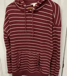 Market & Spruce Maroon and White Striped Hoodie
