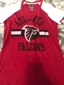 NFL Atlanta Falcons Logo V neck Tee Size Large Womens Red White