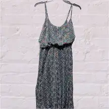 AEO black green floral printed sleeveless tank maxi dress sz XS