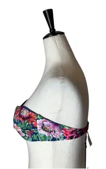 Onia Bikini Top Women Small Navy‎ Blue Floral Print Buckle Bandeau NWT