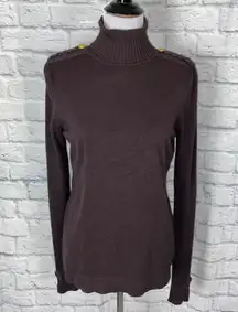 women L pullover longsleeve turtleneck sweater brown