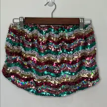 Free People Sequin Tube Top Strapless Crop Rainbow Disco Roller Dance Size Small