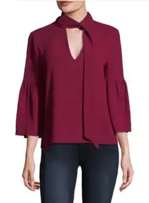 BCBGMaxAzria Mellie Woven Drape Flutter Sleeve V-neck Blouse, S