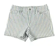 Universal Thread 4/27R Blue White Striped High-Rise Denim Shorts‎ Cotton Blend