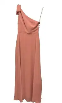 After Six  Draped One-Shoulder Maxi Dress with Scarf Bow in Desert Rose