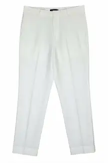 DONNA KARAN White Flat Front Pants Size 14 Slacks Trousers Lined Straight Leg