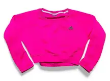 Adidas Running Aktiv Cropped Long Sleeve Sweatshirt Bright Pink Athletic Medium