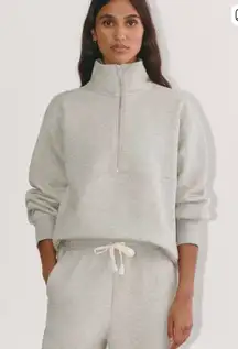 Everlane Gray Sweater High-Collar 1/4 Zip Sweatshirt Small Oversized