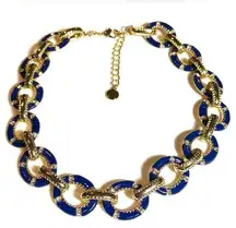 NEW Charter Club 18" NECKLACE Pavé Crystal Enamel Gold Circle Collar 2" Extender