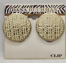NWT Dana Buchman Gold & Cream Clip-On Earrings