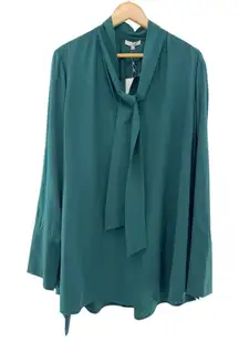 Layeur By The Modist Baxter‎ Tie Neck And Sleeve Top NWT XXL Emerald Green Silky