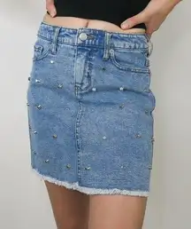 Target Wild Fable Studded Light Wash Denim Mini Skirt