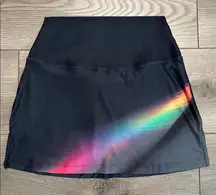 WITH Wear It To Heart High Rise Active Tennis Skirt Skort Rainbow Black Size XS