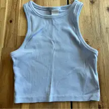 H&M Light Blue Ribbed Cropped Tank Top Size Small