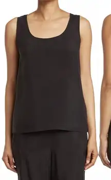St. John Sandwashed Woven Scoop Neck Tank cupro top black elevated basics