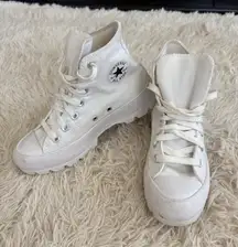 Converse Chuck Taylor All Star Lugged White Canvas High Top Platform Sneakers