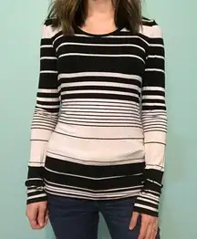 **3/$15** BCBG Max Azria Black and White Striped Long Sleeve Tee