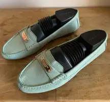 Coach Fredrica Pistachio Mint Green Blue Teal Leather Loafer Flat