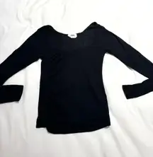 Black Stretchy Square Neck Long Sleeve
