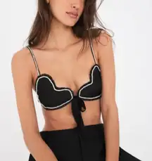 For Love & Lemons Cora Heart Women’s Bra Satin and Rhinestone Size Medium NWT