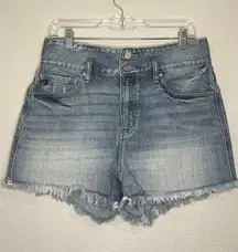 KanCan high rise frayed hem stretch denim shirts double button 11/29