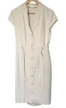 YUVITA Trench Coat Dress M Khaki Button Down Sheath Dress Midi-Length