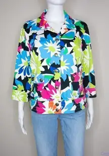 Vintage floral print cotton blend jacket, size L‎