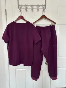 Figs Zamora jogger scrub pants and Casma Three-Pocket Scrub Top