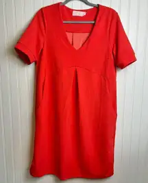 Superfoxx Red Short Sleeve V-Neck Shift Dress Pockets