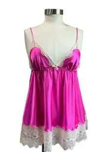 Y2K Victoria Secret Pink Satin Lingerie Tank Top Size Large