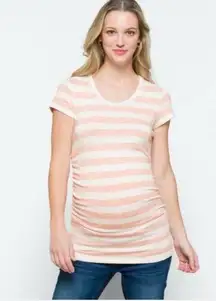 NEW Market & Spruce Stitch Fix Maternity White Peach Alma Short Sleeve small