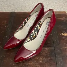 Anne Klein Red Patent Leather High Heels 3.5" with Zipper Size 9