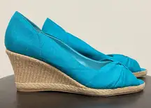 Life Stride Ronda Turquoise Silk Wedge Espadrille