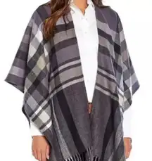 Banana Republic Cashmere Blend Karen Purple Plaid Shawl/Cape/Wrap
