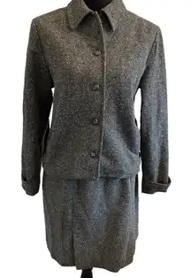 J.Jill grey speckle woolen skirt jacket‎ 2pc suit size 8P vintage