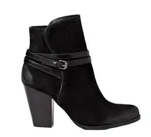 Allsaints Victoria Suede Ankle Buckle Wrap Straps Heeled Boots Black 35.5 5