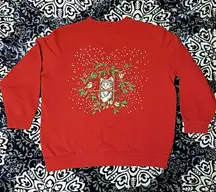 Ugly Christmas Sweatshirt Holly Kitty Cat True Red