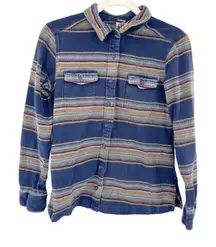 Patagonia Womens Fjord Flannel Gaucho Striped Long Sleeve Outdoor Shirt Size‎ 4