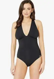 NWT Michael Kors Convertible Deep V One-Piece Black Size 8