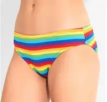 Textured Rainbow Striped Swimsuit Bikini Bottoms Small