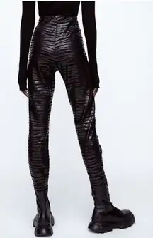 Zara Black Faux Leather Zebra Leggings | XS