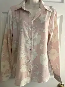 Rachel Zoe Pink Floral Long Sleeve Blouse Size Medium