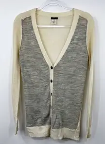 J. Crew Cardigan Womens‎ Alpaca Wool Colorblock Sweater Long Sleeve Gray Ivory S