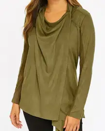 Blank NYC Revolve Green Faux Suede Drape Jacket Size Small