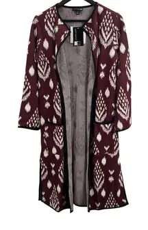 Anthony Originals Red Patterned Cardigan Sweater‎ Size Small New