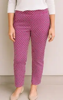 Talbots Pink Print Heritage‎ Ankle Pants Side Zip 12 Resortwear Cotton Spandex