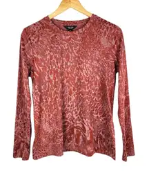 Simply Vera Vera Wang Long Sleeve Top Crewneck Tee Textured Knit Rust Size M