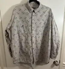 Forenza Women's L Grey Blue Aviation Oxford Shirt Button Down Casual VTG  Rare