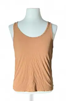 POL Ribbed Tank Top Studded Neckline Bronze Brown Women's Size L
