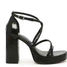 MIX NO. 6 NARINE PLATFORM SANDAL IN BLACK SIZE 7.5